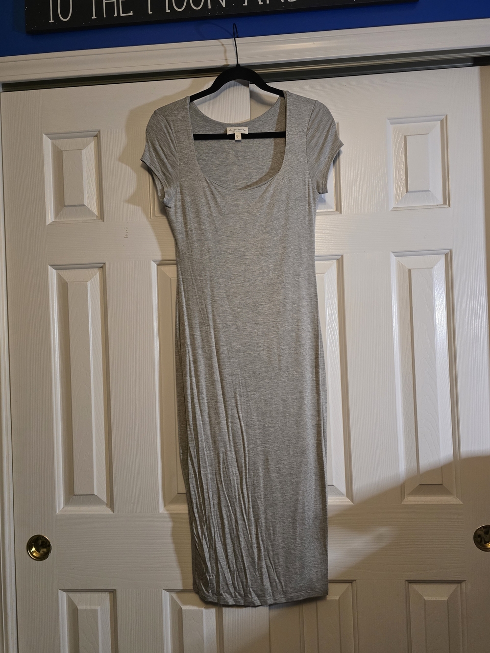 See You Monday Heather Grey Scoop-Neck Midi Dress